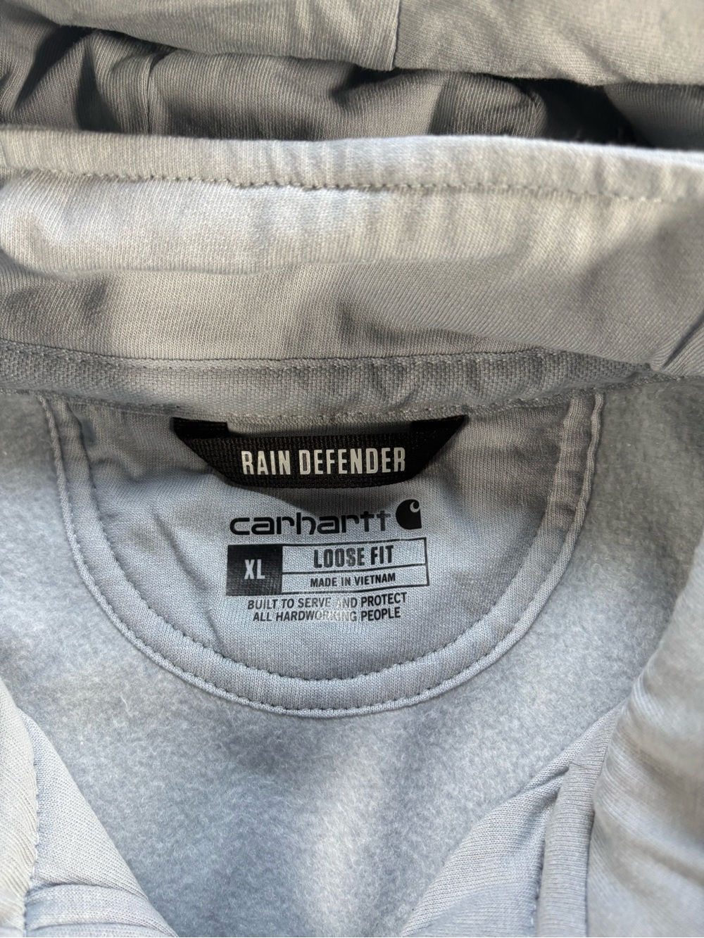 Carhartt Rain Defender Mens XL Loose Fit Quarter Zip Anorak Hoodie Light Blue - Picture 2 of 6